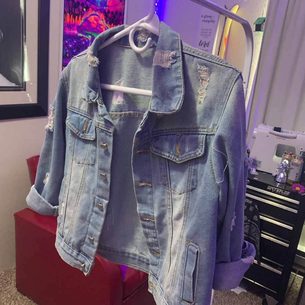 Distressed Denim Jacket - image 4